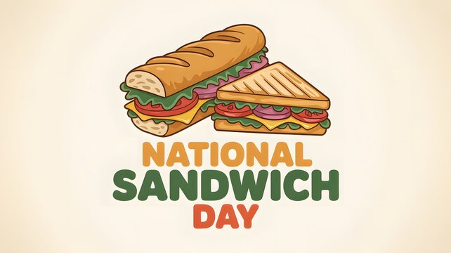 Illustration showing a long baguette and a grilled bread meal for an annual food holiday event theme