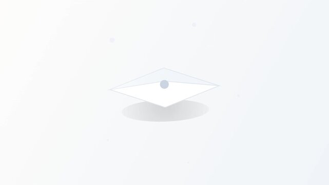 Abstract Geometric Graduation Cap: A minimalist representation of a graduation cap with a subtle blue sphere, symbolizing academic achievement and the pursuit of knowledge, set against a clean.