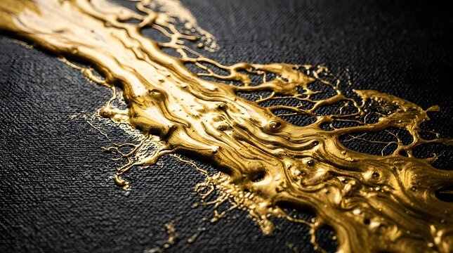 Luxurious Liquid Gold Molten Metal Texture Flowing Over A Deep Black Rough Textured Surface Abstract Background