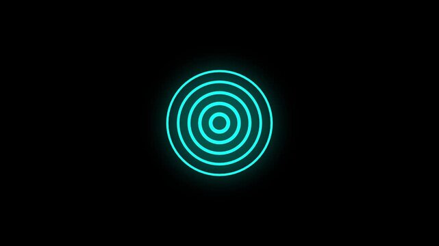 Abstract neon circle radio waves looping background. Abstract neon radio waves signal.Radio wave signal, radar concept.Radio waves seamless animation background video with alpha chanel.4k video.