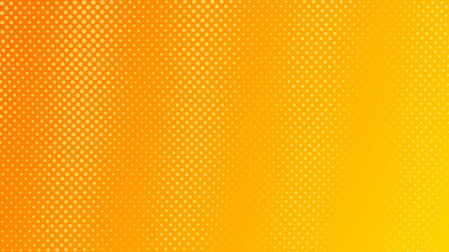 Abstract golden orange and yellow gradient background with white halftone dots. This vibrant seamless motion graphic loop is perfect for dynamic pop art and modern creative presentations.