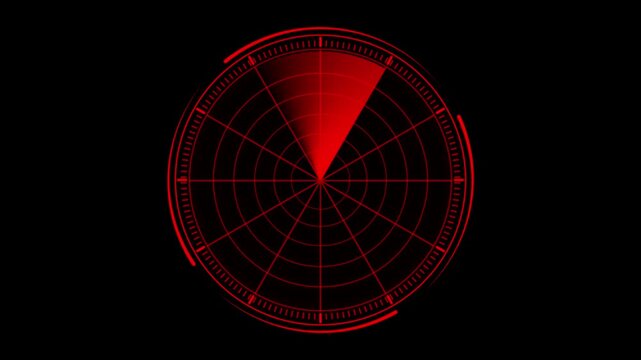 Radar screen animation on black background. Signal transmitted sonar radar .Technology world map radar screen animation. Radar Scanning loop.radar icon animation.4k