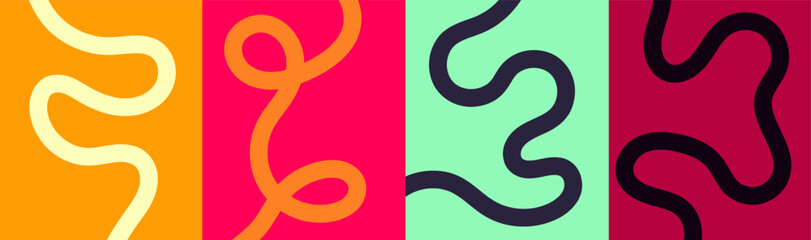Fototapeta premium Abstract background featuring colorful vertical sections with wavy organic line patterns.