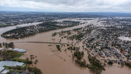 Obraz premium Aerial View of Severe Flooding