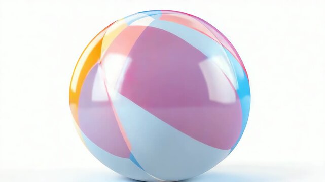 Vibrant red and blue striped beach ball with a glossy surface.
