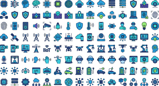 Collection of modern technology and innovation icons