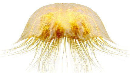 Bioluminescent jellyfish with glowing tentacles, isolated on transparent background © pixogram