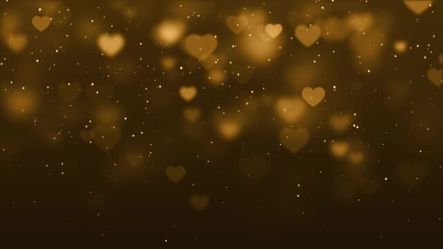 valentines day hearts gold sepia glitter dust lights animation,valentine celebration romantic love blur heart fall motion background