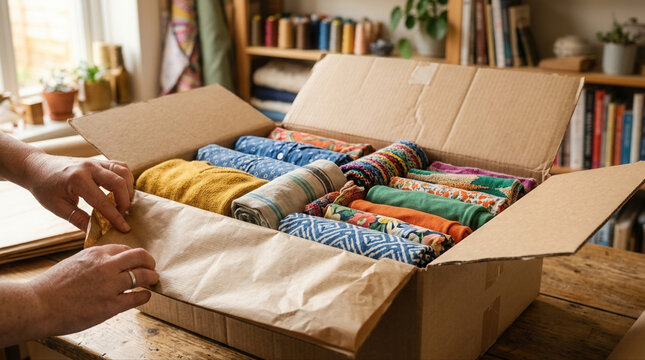 A hands on approach to sustainable fashion unboxing a collection of upcycled textiles for eco friendly wardrobe