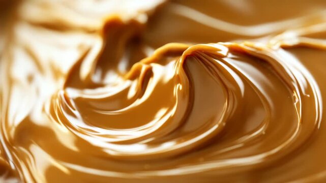 A rich chocolate sauce being spread in a circular motion on top of a cream base.