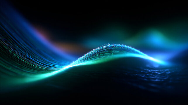 Abstract Digital Data Wave with Glowing Blue Particles