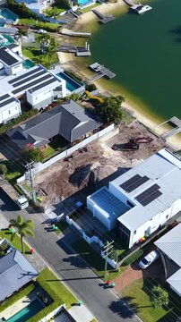 Aerial View of Waterfront Construction Site in Broadbeach Waters