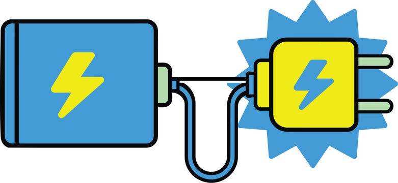 Battery icon vector charging power cable energy design charging