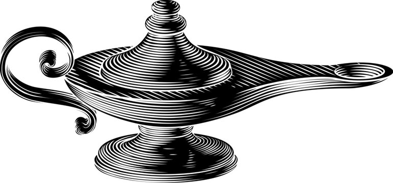 Oil Magic Antique Lamp Concept Illustration