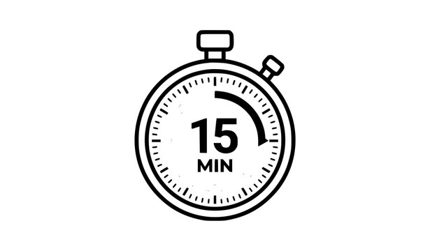 15 minute timer icon &ndash; stopwatch countdown clock vector symbol