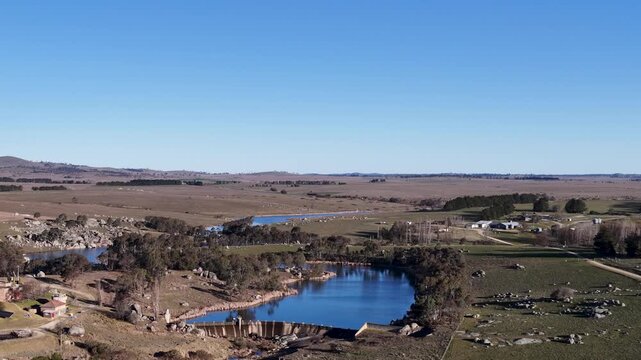Aerial View of Rural Dam and Outback Landscape in Uralla