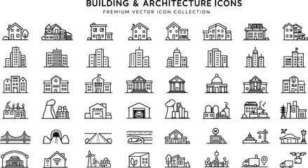 Premium vector icons collection of various buildings and architecture styles © AFSONA