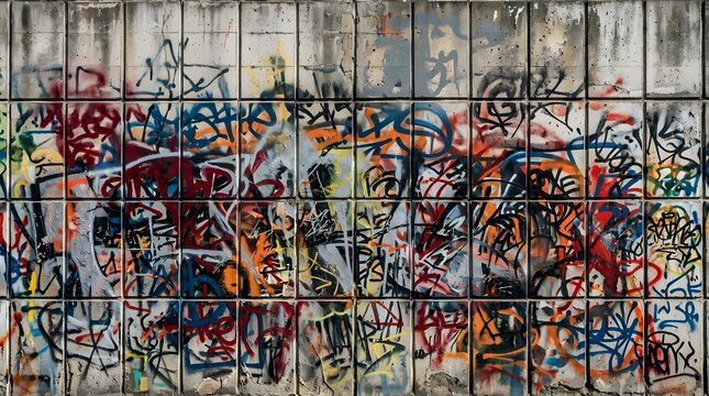 Urban street art spray paint grunge on an architectural layout grid