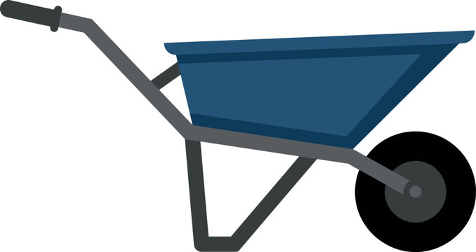Blue metal wheelbarrow for gardening and construction work