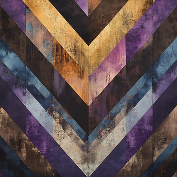 Abstract chevron pattern with textured grunge overlay background.