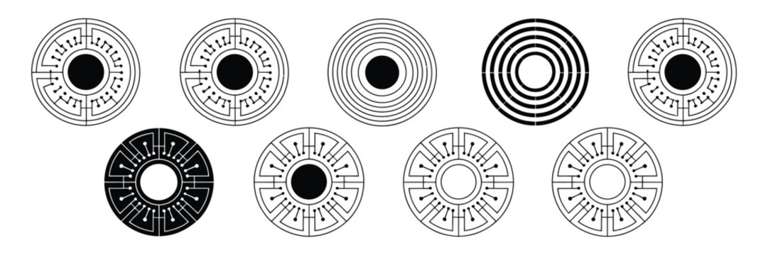Cyber Security Vector Icon Collection with Database Cylinder, Padlock, Secure Server, Data Protection, and Digital Storage Symbols