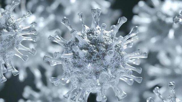 A magnified of ice crystals with detailed structures.