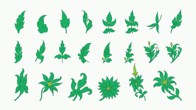 Khmer ornament leaves art elements floral decoration