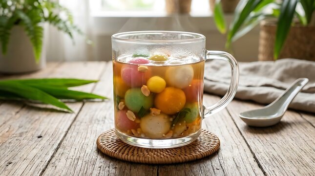 Fresh homemade mixed vegetable juice in mason jar.