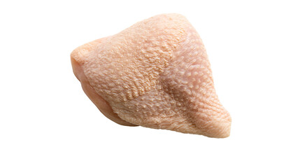 Raw chicken thigh with textured skin, isolated on transparent background © Marta