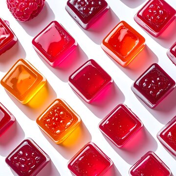 Colorful Transparent Gummy Bear Candies Arrangement.