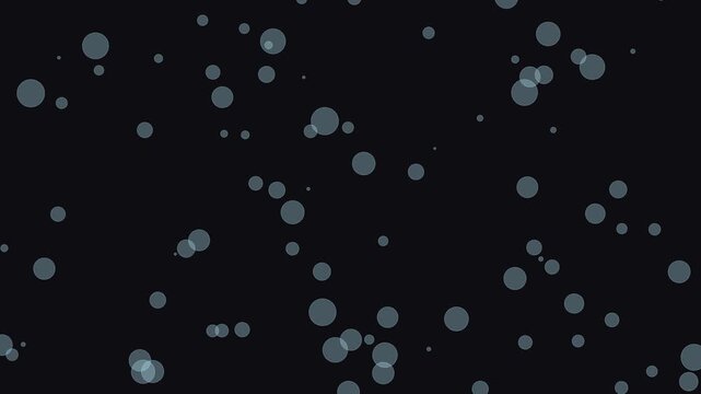 Abstract circular particles floating across dark background showing smooth motion and depth in digital motion graphic video clip effect.
