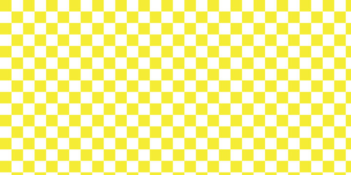 Wide yellow and white checkerboard pattern vector background, seamless geometric check grid banner texture for retro designs, web headers, and digital backdrops.