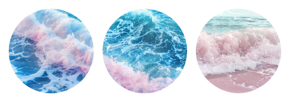 PNG Pastel ocean waves in circles on transparent background