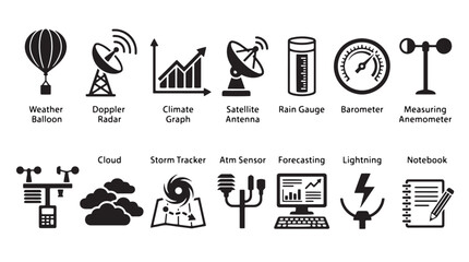 Obraz premium Astronomy and space science icons set, 15 black vector symbols for astrophysics and stargazing, telescope and observatory research graphics