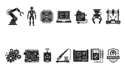 Astronomy and space science icons set, 15 black vector symbols for astrophysics and stargazing, telescope and observatory research graphics © Anika