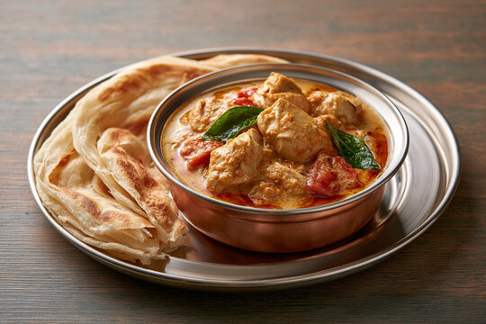Kerala parotta with cooked chicken curry
