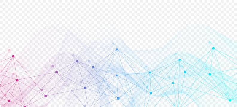 Global network connection website header or banner design. Abstract background with connecting dots and lines. Global business. Social network communication. Internet technology. Vector illustration