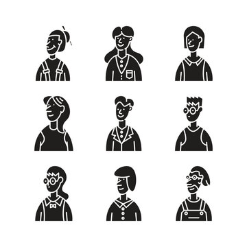 people portrait character avatar icons set