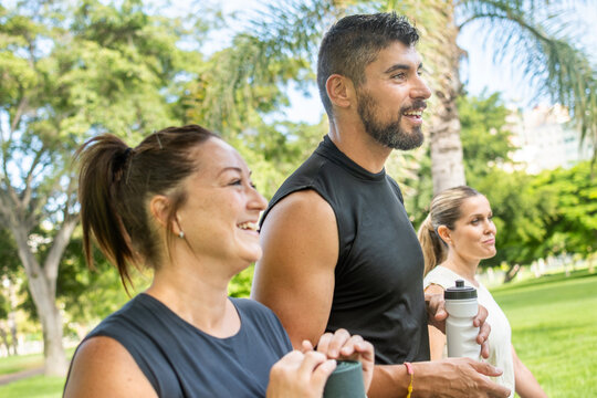 Friends walking after yoga workout