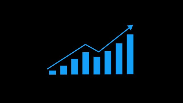Motion animated graph footage. Statistics bars columns growth, arrow up. Finance, Bar graph going up, Profit concept, positive increase chart. business graph Strategy .