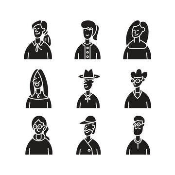 people portrait character avatar icons set