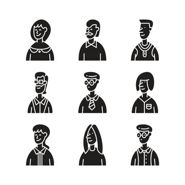 people portrait character avatar icons set
