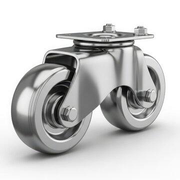 Heavy duty swivel caster wheel close-up isolated on white background