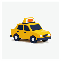 Fototapeta premium yellow taxi car illustration vector with rooftop light