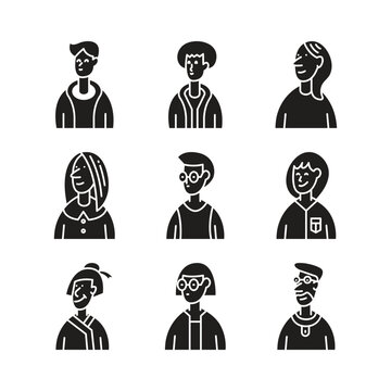 people portrait character avatar icons set
