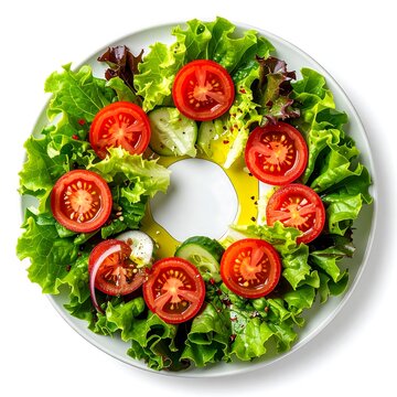 Fresh Colorful Vegetable Salad on White Plate.