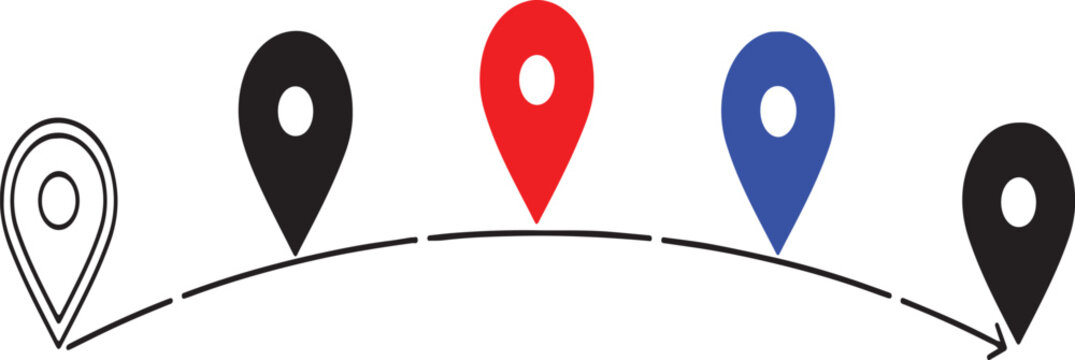 ocation Pin Icons &ndash; Map, Route, Navigation, Travel Design