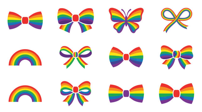 Rainbow Bows and Butterflies Pride Symbols.