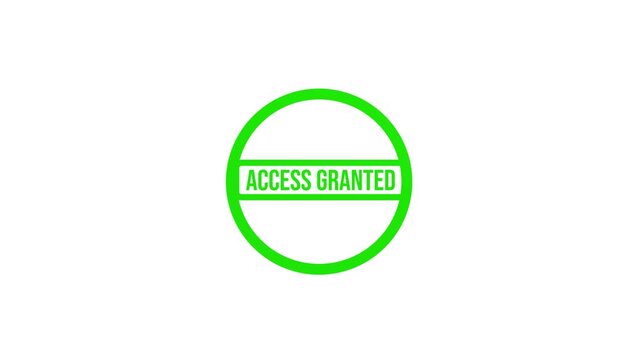 Animated green rubber stamp impression with the text access granted