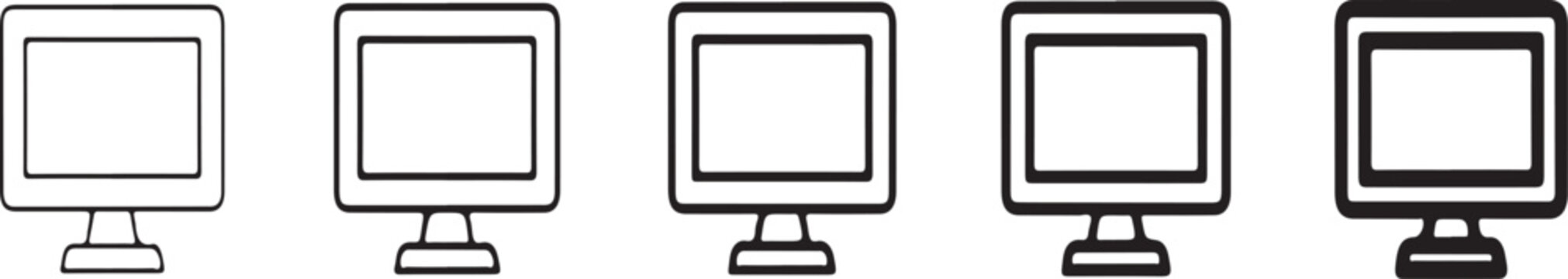 Computer Monitor Icons &ndash; Screen, Display, Technology, UI Design